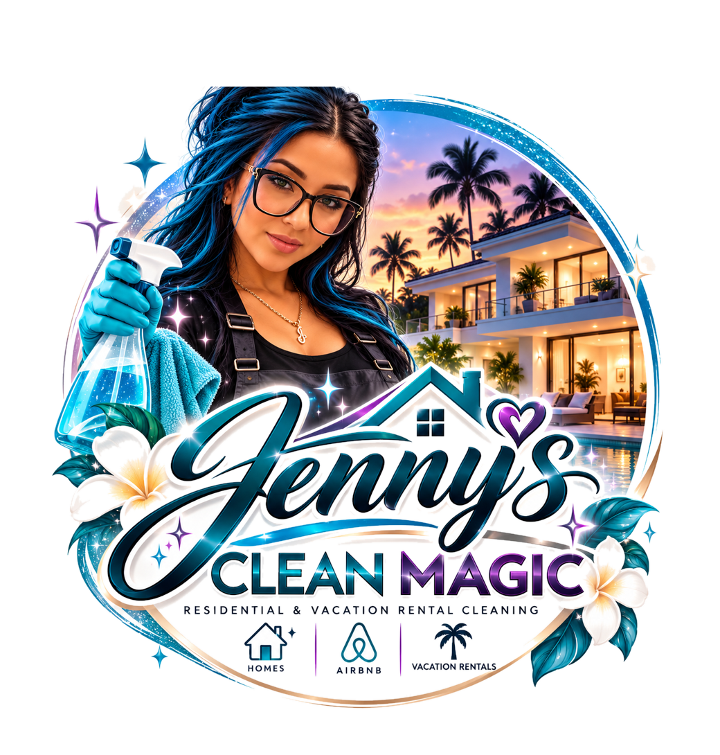 Jenny's Clean Magic logo, residential and vacation rental cleaning